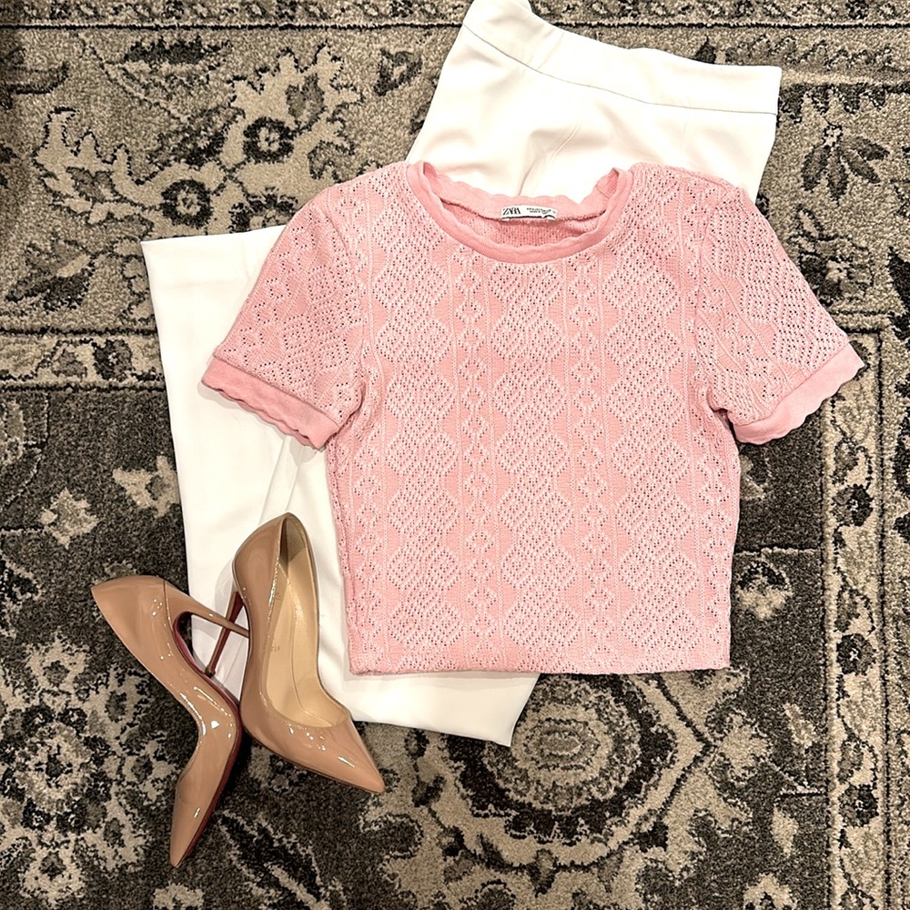 🎀Light Pink Crop Zara Sweater Size Small